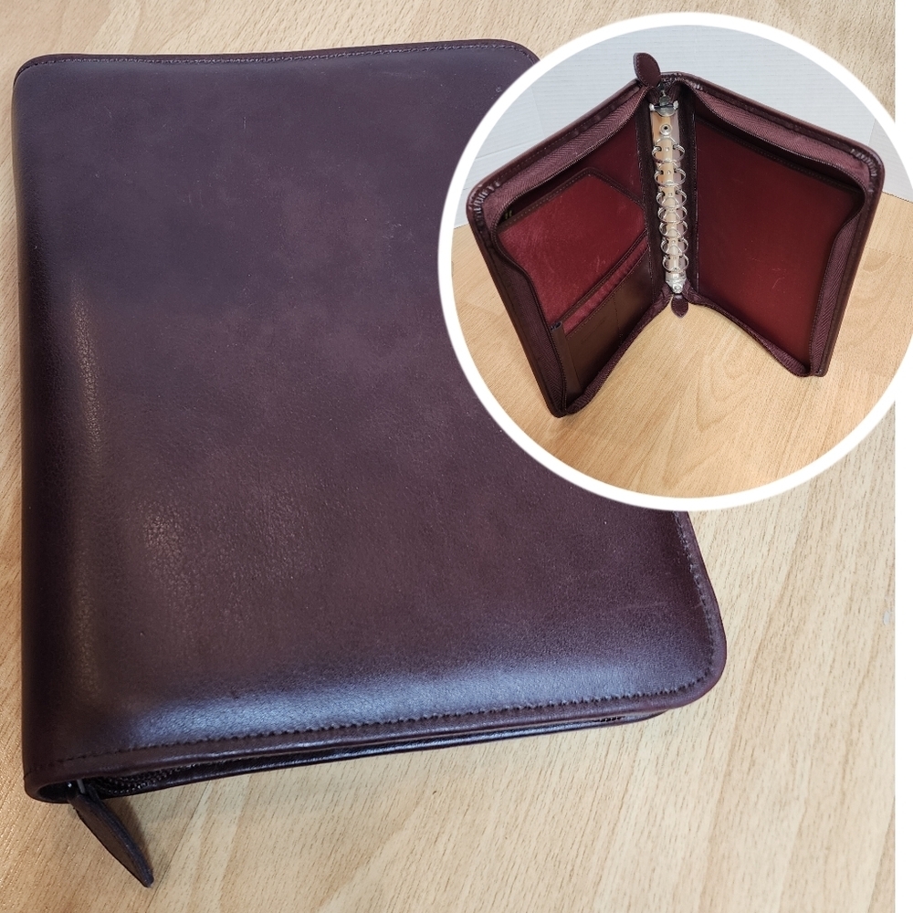 Day Timer Brown‎ Leather Zipper Planner 7 Ring